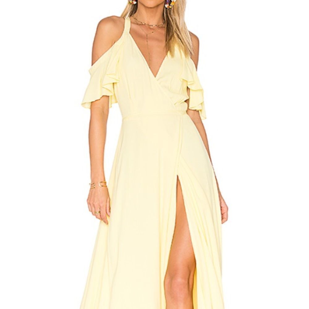 Privacy Please Yellow Ruffle Maxi Dress Acme Cold Shoulder Maxi Dress Size Large